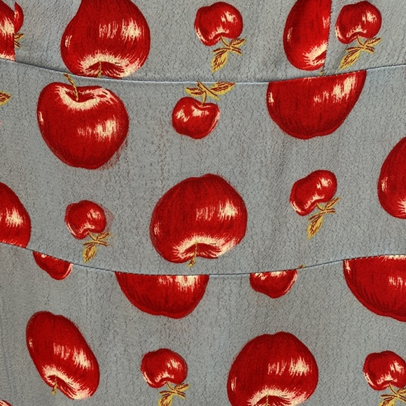 Vintage 90s Y2K π Betsey Johnson Apple Cup Of Coffee Fruit Dress, Size Small - Picture 8 of 11